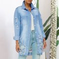 thumbnail image 4 of Vedolay Womens Coat Womens Basic Solid Color Button Down Denim Jacket With Pockets,Light Blue 3XL, 4 of 5