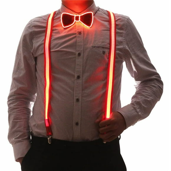 Juego de tirantes y pajarita LED Brejkdo con luz roja
