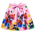 thumbnail image 3 of Girls' dress and children's SuperKitties fashion dress three piece set, short sleeved T-shirt+pleated skirt+bag set, suitable for children aged 3-10, 3 of 5