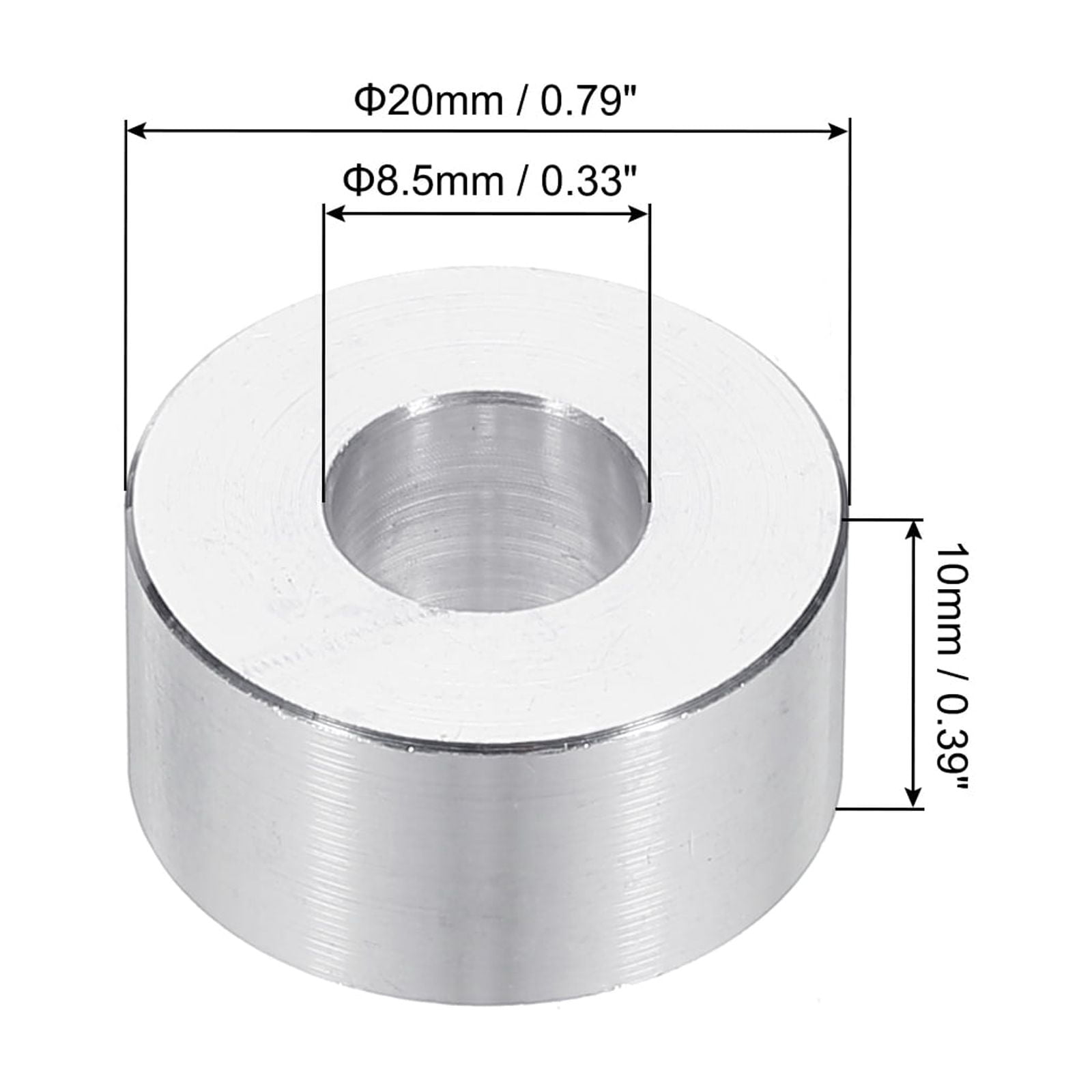 M8 Aluminum Spacers, 12 Pcs Metal Spacers Aluminum 8.5mm ID x 20mm OD x 10mm L Aluminum Spacer Screw Standoff Round for 5/16 or M8 Screw Bolts