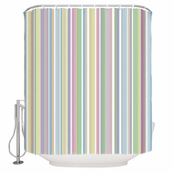 54x78 Inch Shower Curtain Decorative Rainbow Striped Bathtub Bath Curtains Fabric Waterproof Bathroom Decor Geometric Blue Pink Green Purple Yellow Small Stall Shower Curtain Set with 12 Hooks