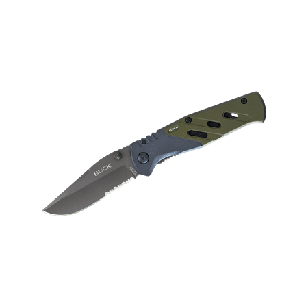 Buck Knives 0736GRXWM Trekker XLT, Partially Serrated Folding Knife with Pocket Clip, Green/Black Aluminum Handle, Clam--WALMART EXCLUSIVE