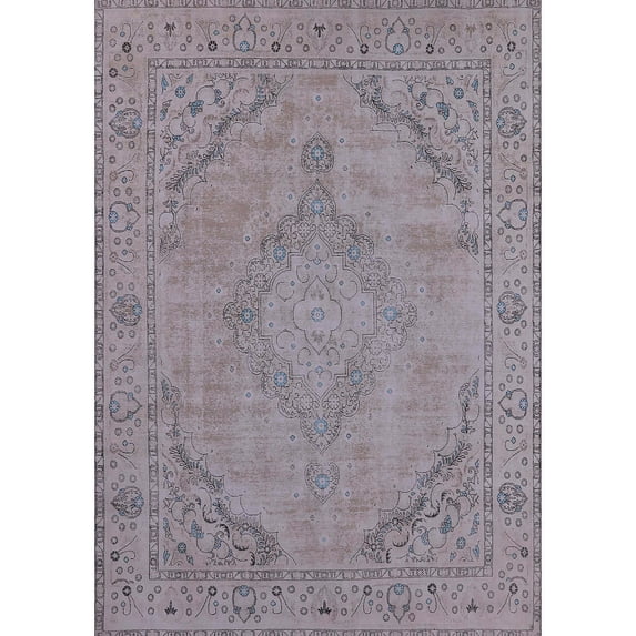 Ahgly Company Indoor Rectangle Mid-Century Modern Dark Gray Oriental Area Rugs, 2' x 3'