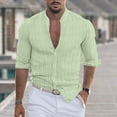 thumbnail image 2 of BiZtdJrK Men's Cotton Linen Button Down Long Sleeve Shirts Solid Business Dress Shirts Summer Casual Comfy Shirts Todays&nbsp;Daily&nbsp;Deals Green XXL, 2 of 7