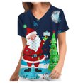 thumbnail image 2 of Blusas Médicas Navideñas Para Mujer, Uniforme de Trabajo de Manga Corta Con Cuello en V Y Blusa Con Bolsillos Odeerbi  ODB204983, 2 of 7