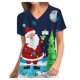 thumbnail image 1 of Blusa de manga corta con cuello en V para mujer, uniforme de trabajo, Navidad, con bolsillos Pompotops  hkajfhjk457762, 1 of 7