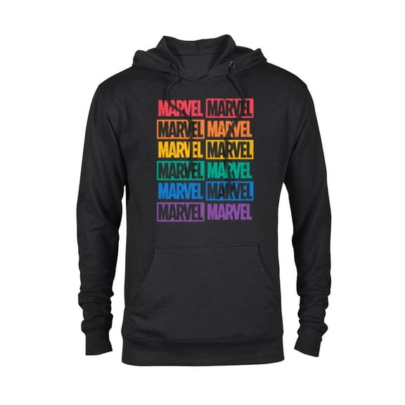 Marvel Logo Print Pride - Pullover Hoodie for Adults - Customized-Black