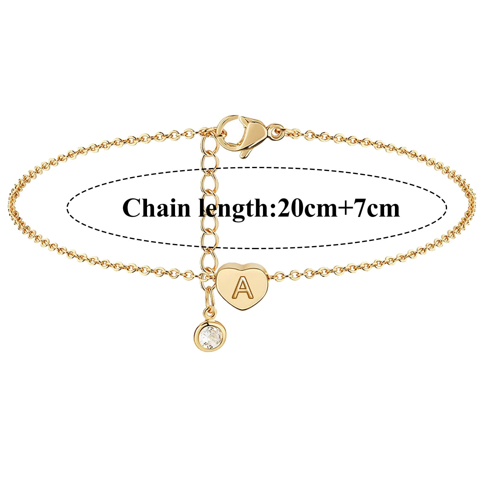 SISGEM 14k Gold Natural Diamond Heart Anklet For Women - Layered Pearl Ankle Bracelet, 9+1+1 Inches