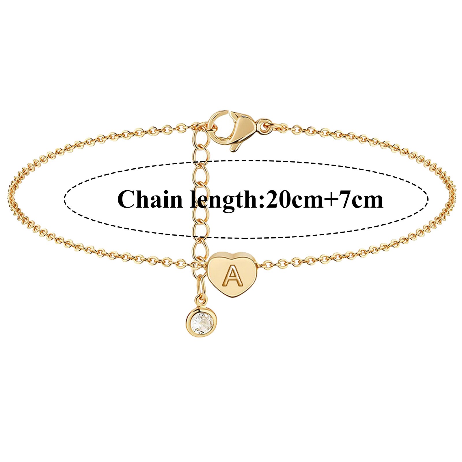 gold Anklets initial for women silver heart girls A-Z Chain jewelry ...