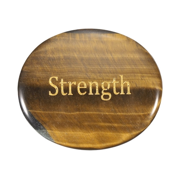 Uxcell Natural Thumb Worry Stone, 1.8"x1.5" Oval Crystal Stone with Inspirational Words, Pocket Rock Anxiety Crystals for Women Stress Gifts Meditation, Yellow Brown(Style 17)