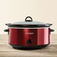 Crockpot Large 7Quart Manual Slow Cooker with Adjustable Temperature, Red Stainless Steel