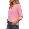 thumbnail image 4 of GUACER Womens 3/4 Sleeve Tops Casual Pintuck V Neck Relaxed Fit Blouses Trendy Tops for Ladies, 4 of 8