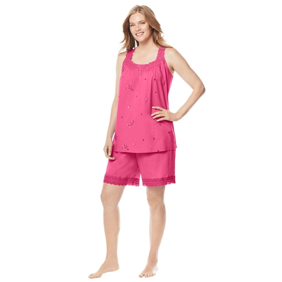 Dreams & Co. Plus Size 2-Piece Short PJ Set