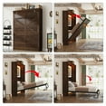 thumbnail image 6 of ANPOO Full Size Murphy Bed with 2 LED Lights, Farmhouse Wood Hidden Foldable Wall Bed Frame with Gas Struts, Storage Bed Cabinet for Bedroom, Office, Space-Saving, No Box Spring Needed, 6 of 9