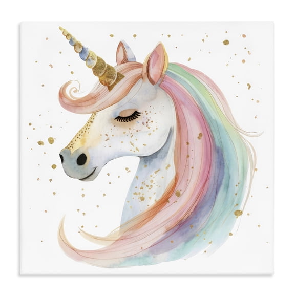 Stupell Industries Contemporary Gold Speckled Pastel Unicorn Canvas Art, 17 x 17, by Creative Studio