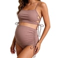 thumbnail image 4 of Maternity Women Bikini Set Bathing Suit Solid Color Sleeveless Swimsuit Print Two Piece With Briefs For Beach Pool,Light Pink,SIZE XL, 4 of 4
