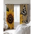 thumbnail image 4 of Sunflower Blackout Curtains for Bedroom Living Room Darkening Curtains 54 Inch Long Vintage Summer Floral Butterfly Rustic Short Curtain for Small Window Treatment Insulated Grommet Drapes 42"x54"x2, 4 of 9