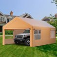 thumbnail image 3 of Tuekys Outdoor Adjustable Carport, Heavy Duty Car Canopy, Garage Boat Shelter Party Tent, Metal Steel Frame & Polyester Top Carport Shelter, 3 of 9