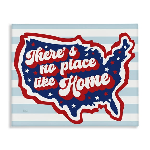 Stupell Industries No Place Like Home Text & Numbers Painting Wrapped Canvas Art Print Wall Art, 20 x 16