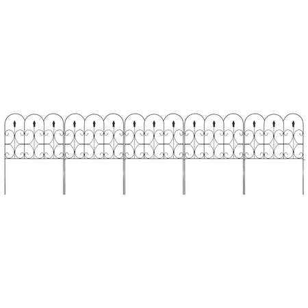 Best Choice Products 10ftx32in 5-Panel Foldable Interlocking Iron Decorative Garden Edging Fence Panels for Lawn, Backyard, Landscaping w/ Locking Hooks, (Best Shrubs For Landscaping)