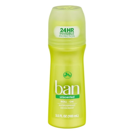 Ban Unscented Roll-On Antiperspirant Deoderant, 3.5 Fl Oz