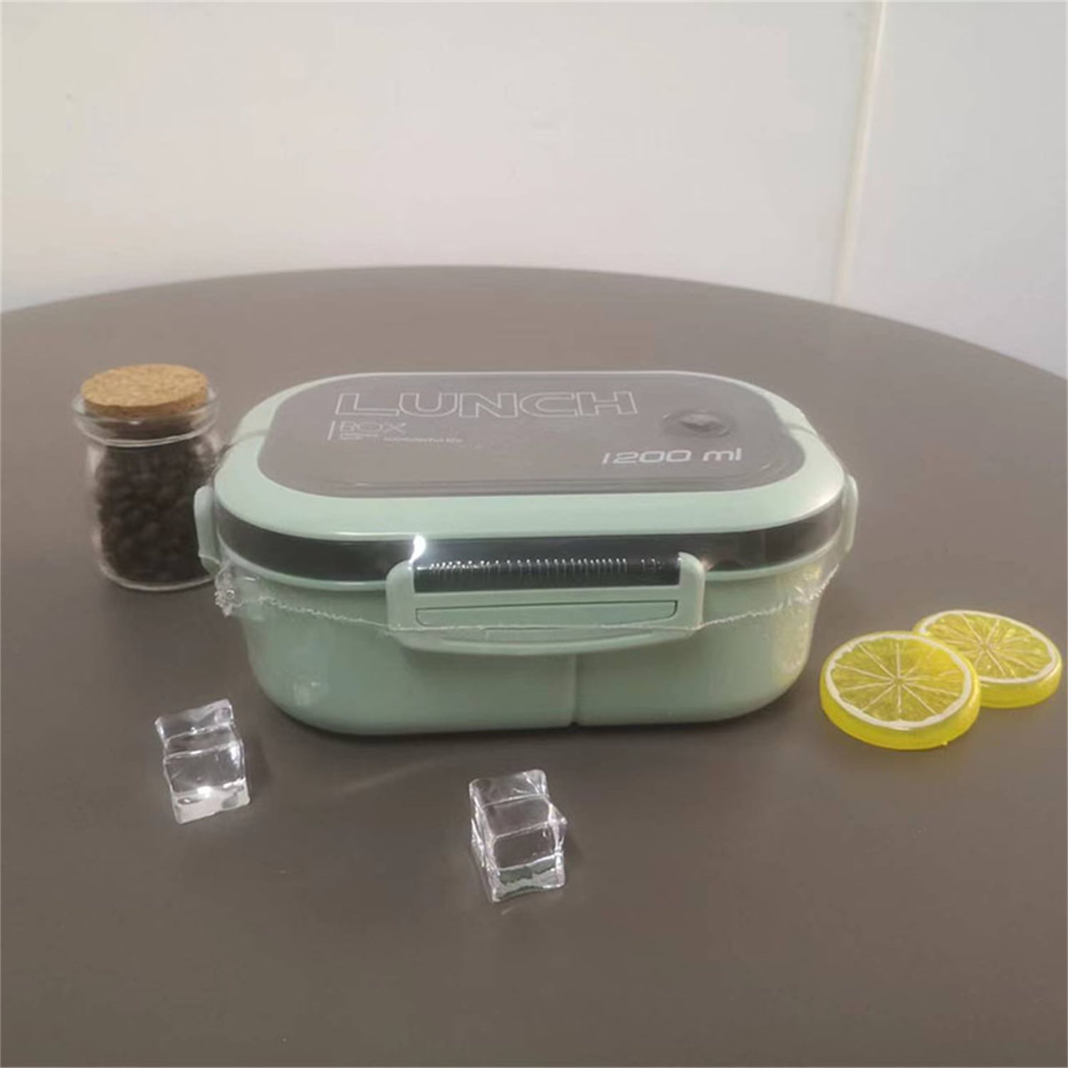 Portable Hermetic Lunch Box 2 Layer Grid Bento Box with Fork Spoon  StudentsUO