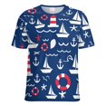 thumbnail image 5 of Nautical Stars Sails Women's Short Sleeve T-Shirt Crew Neck Casual Summer Trendy Loose Fit Tops, 5 of 7