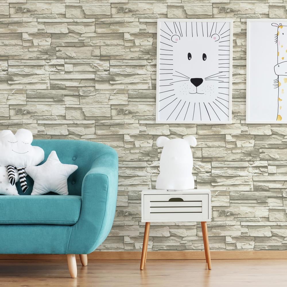 Stacked Stone Peel and Stick Wallpaper