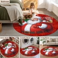 thumbnail image 5 of Round Area Rugs Collection 8 Ft, Red Christmas Santa Claus Non-Slip Residential Carpet, Snowflakes Winter Xmas Gifts Indoor Crawling Mats Runner Rugs for Living Room/Dining Room/Bedroom, 5 of 8