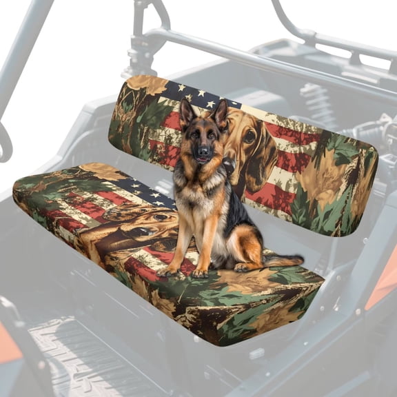 Uorisanigo UTV Bench Seat Cover Set for Kawasaki Mule 3010 Diesel 4x4 2003-2008, Dachshund Camo American Flag Mule Seat Cover Protector All Weather Protection, Replacement UTV Seats Cushion