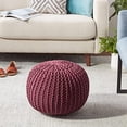 thumbnail image 5 of Urban Shop Round Knit Pouf, Wine, 5 of 5