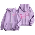 thumbnail image 4 of MIASHUI Women's Cancer Awareness Hoodie, Winter Plus Size Zip Up Pullover with Pocket, Long Sleeve Casual Sportswear Light Purple,XL, 4 of 6
