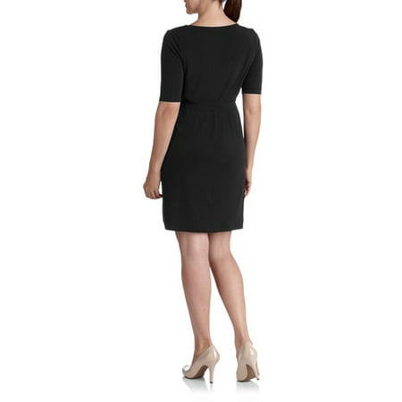 GEORGE - George Women's Elbow Sleeve Solid Wrap Dress - Walmart.com ...