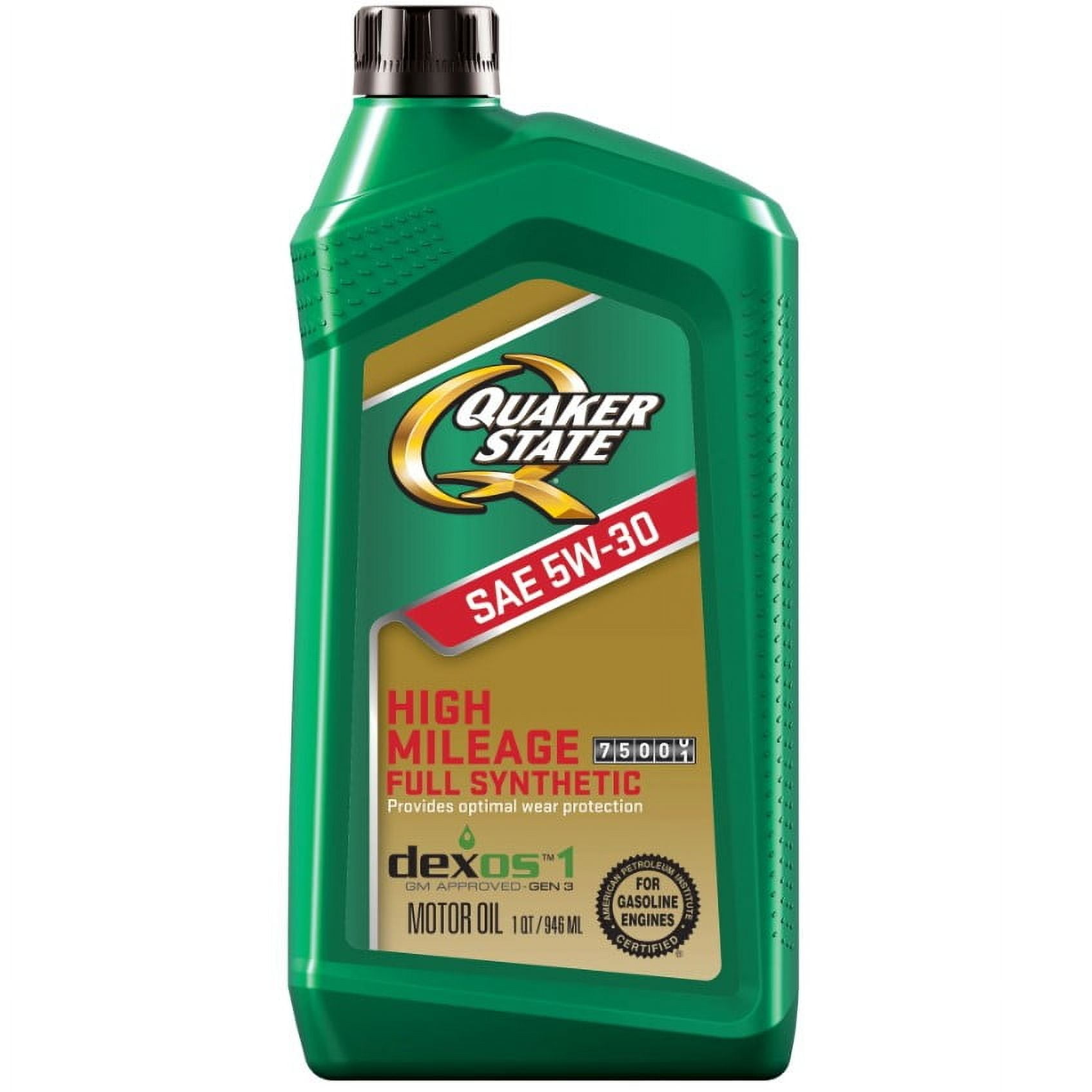 Quaker State Full Synthetic High Mileage 5W-30 Motor Oil, 1 Quart