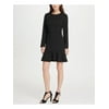 DKNY Womens Seamed Knee Fit & Flare Dress Black 12