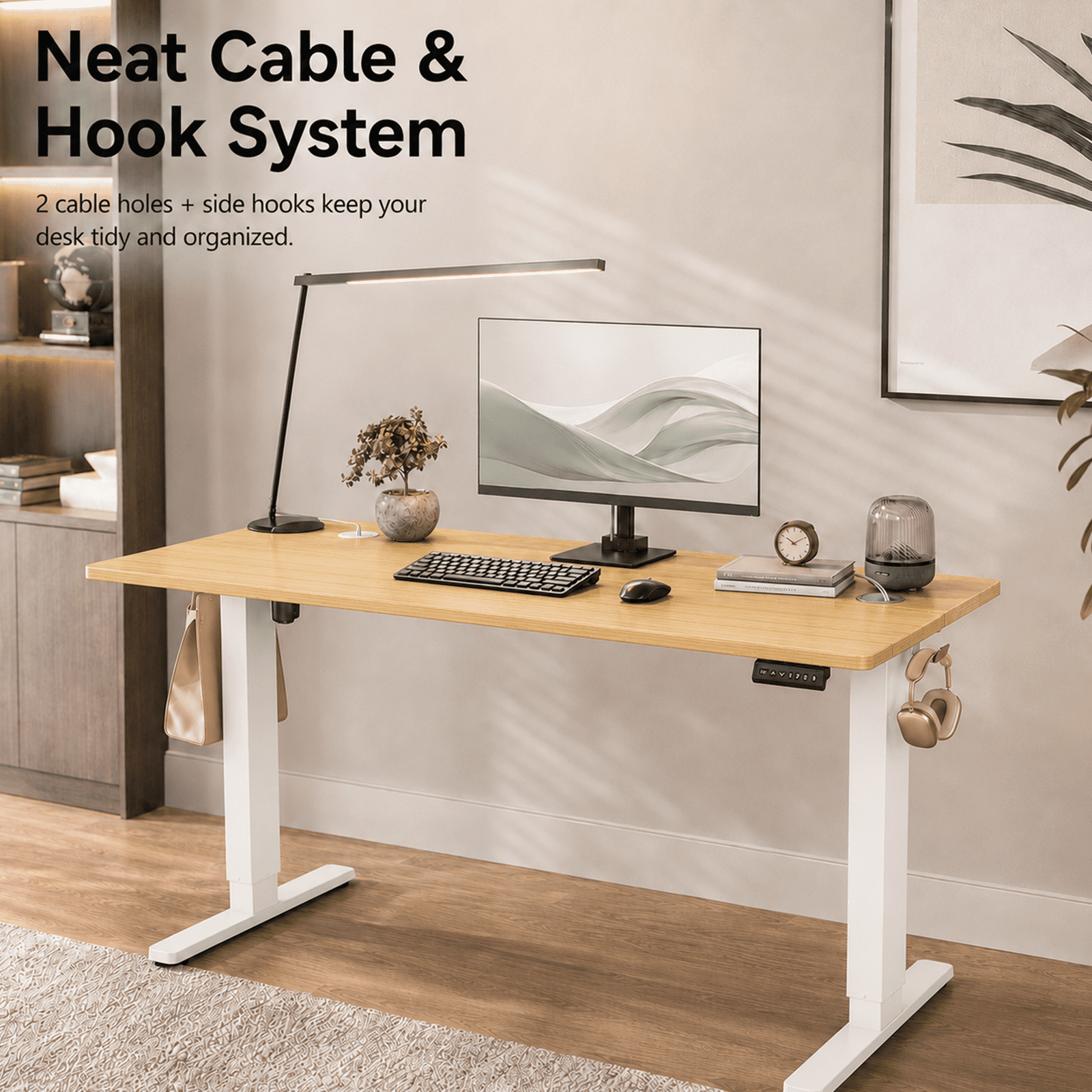Alvantor Standing Desk, 28.7''- 48'' Height Electric Height Adjustable Home Office Desk with 3 Memory Presets, Sit and Stand Up, T-Shaped Frame