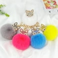thumbnail image 2 of LLavero de mini Bola de piel de zorro hecho a mano, Bola de pompón de piel esponjosa con incrustaciones de diamantes de imitación, accesorios para bolso de mujer, llavero colgante para coche, 2 of 5