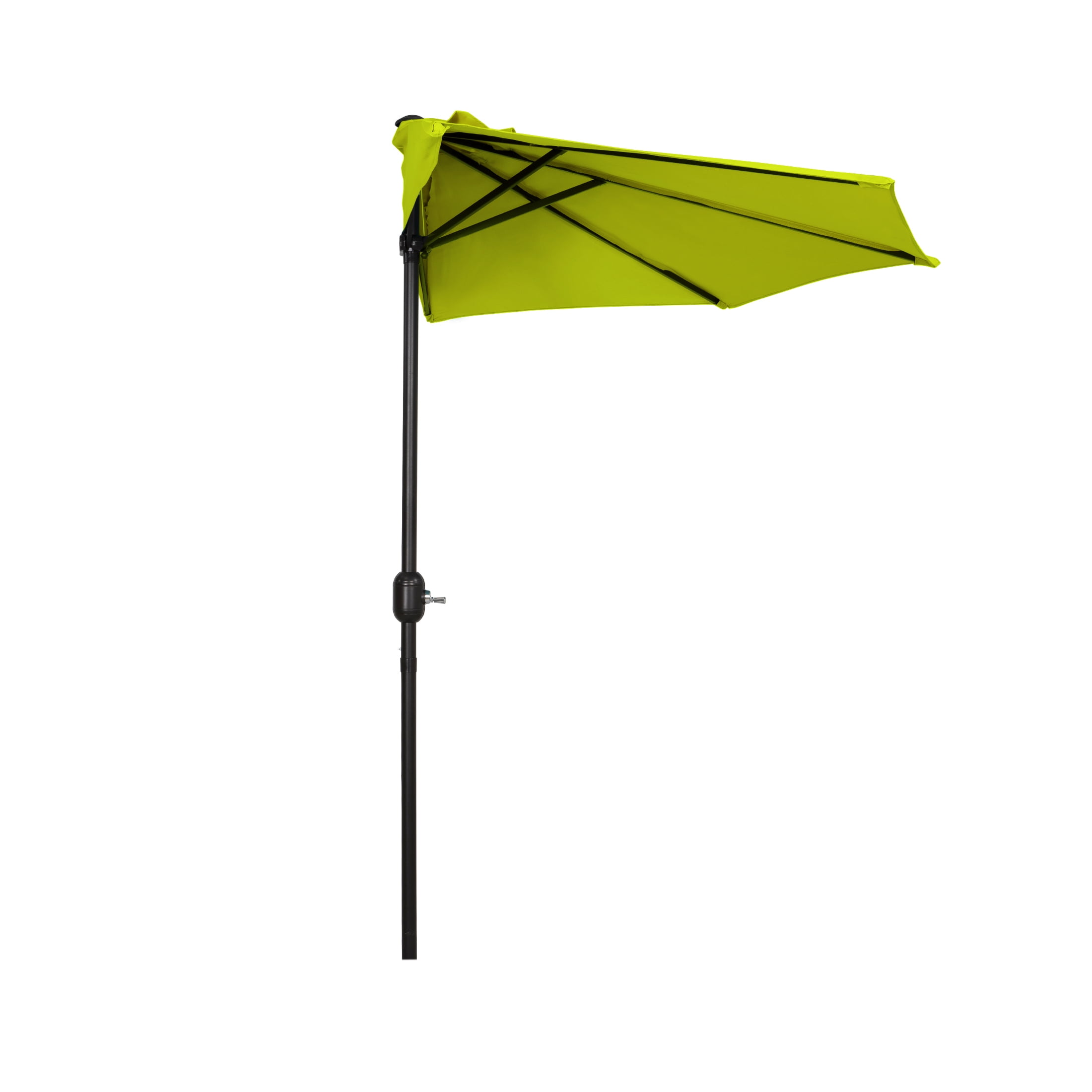WestinTrends Lanai 9 Ft Outdoor Patio Half Umbrella with Base Include, Small Grill Deck Porch Balcony Shade Umbrella with Crank, 20 Lbs Half Round Base, Lime Green