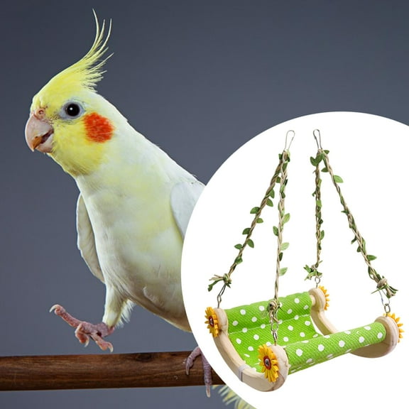 Vaveren Bird Canvas Swing Perch Parrot Hanging Hammock Bed, Gym Cockatiel Game Parrot Cradle Nest Hammock Budgie Hanging Bridge Toy,