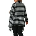 thumbnail image 4 of DARING DIVA Plus Size Front Open Lightweight Striped Long Sweaters 1X Black, 4 of 6
