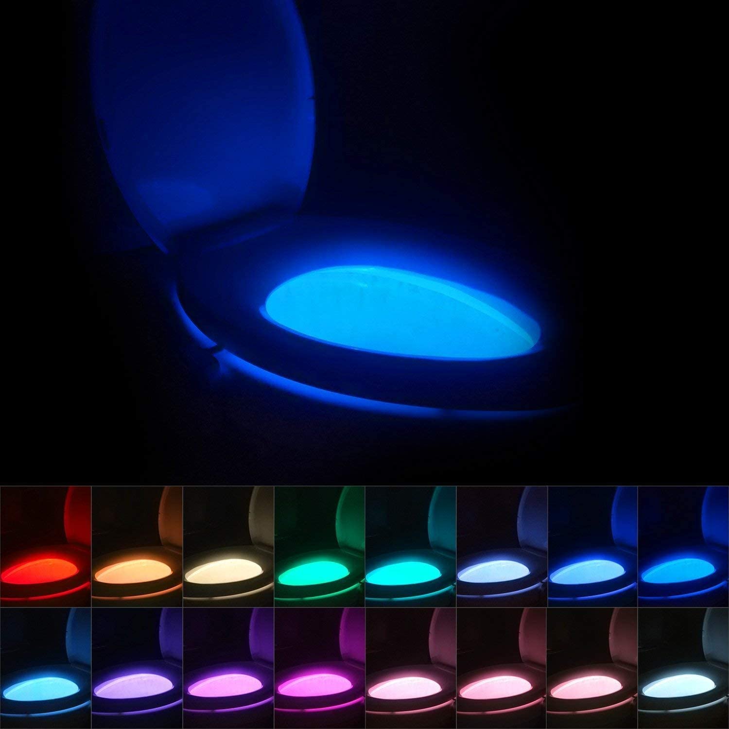Unique /& Funny Birthday Gifts for Dad Kids Men Cool Fun Bathroom Accessary 2 Pack Toilet Night Lights,16-Color Motion Activated Detection Bowl Light Best Gag Gadgets for Christmas Stocking Stuffers