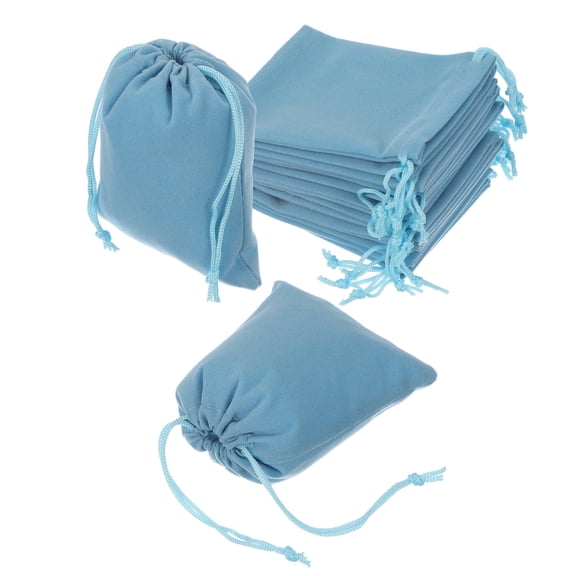 Uxcell 20 Pcs Velvet Drawstring Bag, 4 x 4.7 Inch Jewelry Velvet Pouches Gift Bags for Wedding Party Favor Candy Jewelry Packaging Organizing Storage, Light Blue