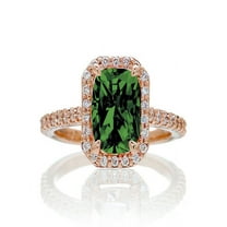 1.5 Carat Emerald Cut Emerald and Diamond Halo Engagement Ring on 10k Rose Gold
