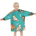 thumbnail image 3 of Cartoon Shiba Inu Dog Blanket Hoodies for Kids 6-13YR Oversize Wearable Blanket Hoodies for Boys Girls Teens, 3 of 7