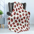 thumbnail image 4 of Botanic Soft Flannel Fleece Throw Blanket, Vibrant Hand Drawn Strawberry Pattern Fresh Summer Fruit Design, Cozy Plush for Indoor and Outdoor Use, 60" x 80", Fern Green White Red, by Ambesonne, 4 of 5