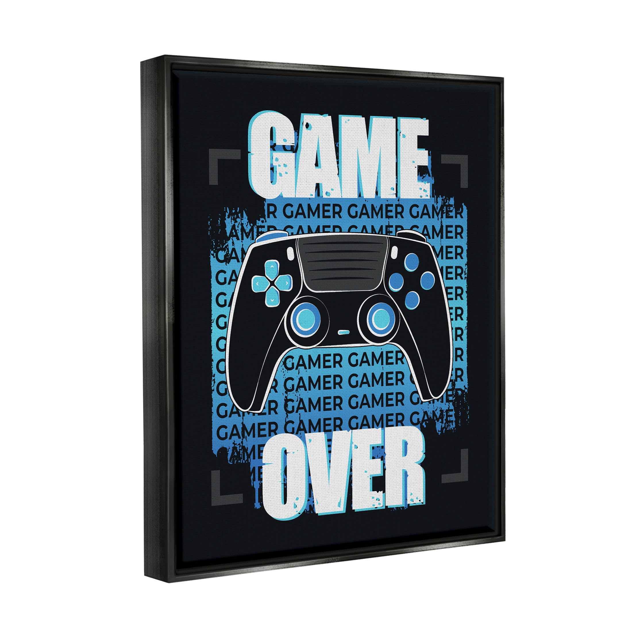 Game Over Controller Phrase Art for Kids Graphic Art Jet Black Framed Art Print Wall Art