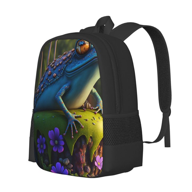 Balery Cute Blue Frog Mochila para hombre y mujer - Tela Oxford 600D resistente - Gran capacidad, resistente al agua, ideal para la escuela, viajes y senderismo