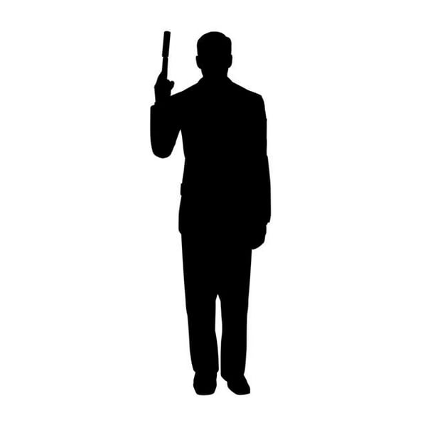 73 x 24 in. Secret Agent Spy With Gun Silhouette Cardboard Standup