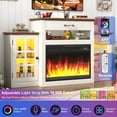 thumbnail image 3 of 60" Electric Fireplace with Mantel, LED Fireplace TV Stand for up 65" 70" Flat Screen TVs, Tall Entertainment Center with Glass-Doors & Glass-Shelves, 3 of 9