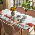 thumbnail image 3 of Red Mushrooms Table Cloths for 3 Foot Rectangle Tables, Eucalyptus Leaves Summer Botanical Watercolor Patio Waterproof Elastic Fitted Tablecloths, Washable Rectangular Table Cover for Camping, 3 of 8